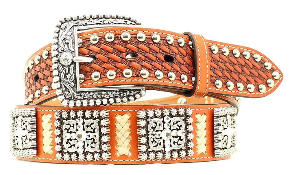 1 1/2'' Rawhide Lacing Square Concho Belt