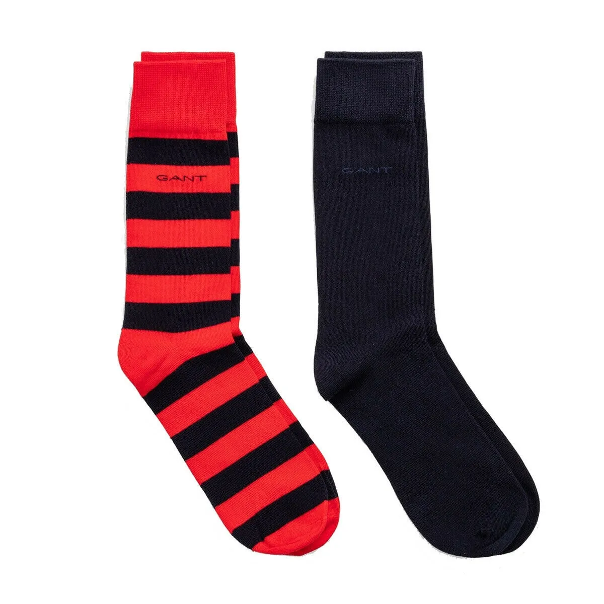 2 Pack Bar Stripe & Solid Socks - Lavish Green | Bright Red | Desert Beige | College Blue