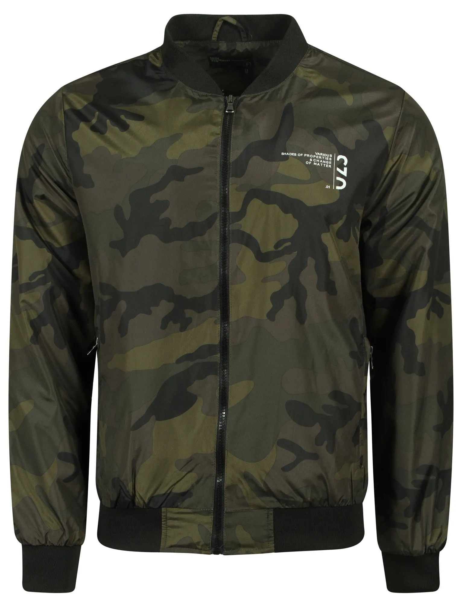 Ayles Camouflage Print Bomber Jacket in Khaki - Dissident