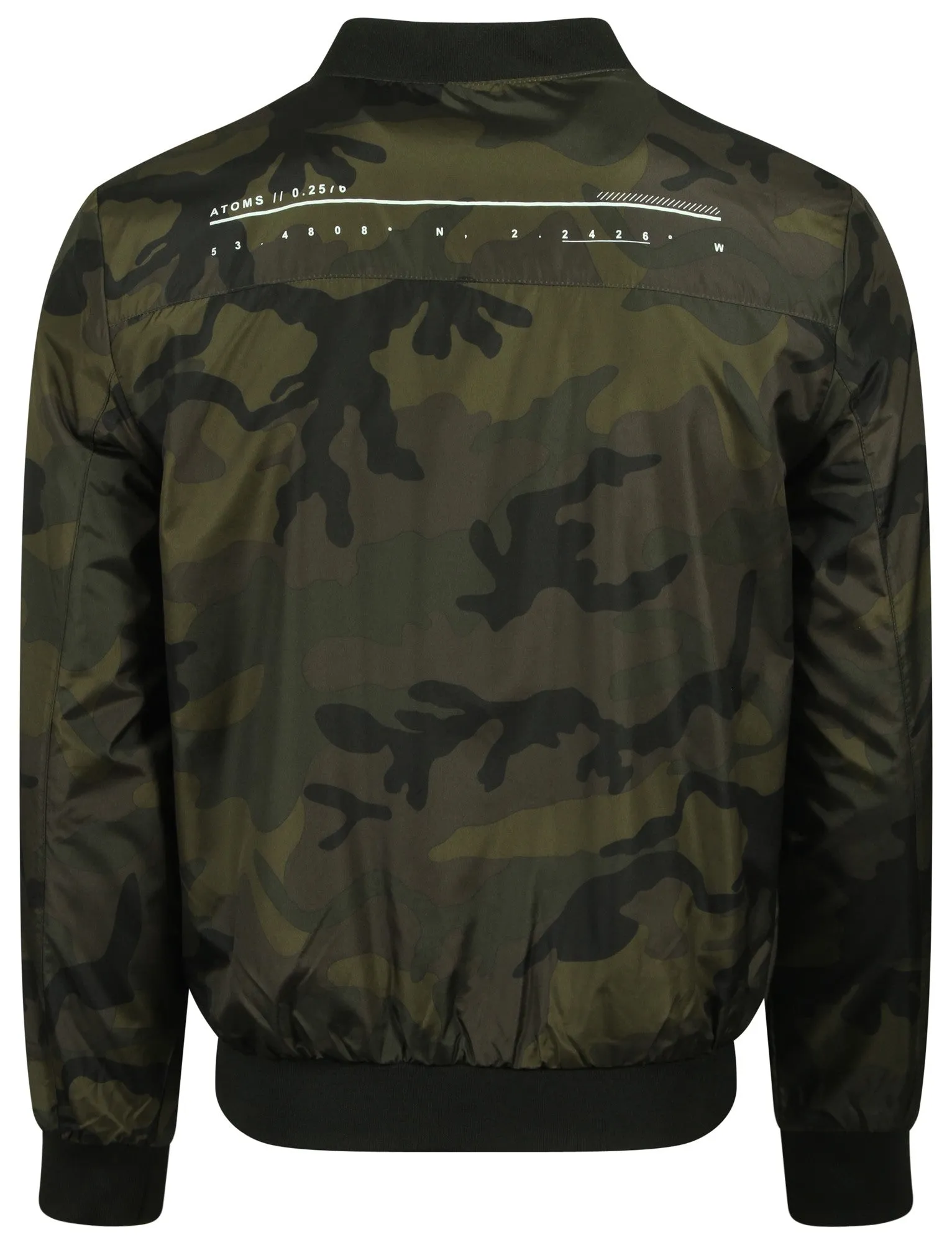 Ayles Camouflage Print Bomber Jacket in Khaki - Dissident