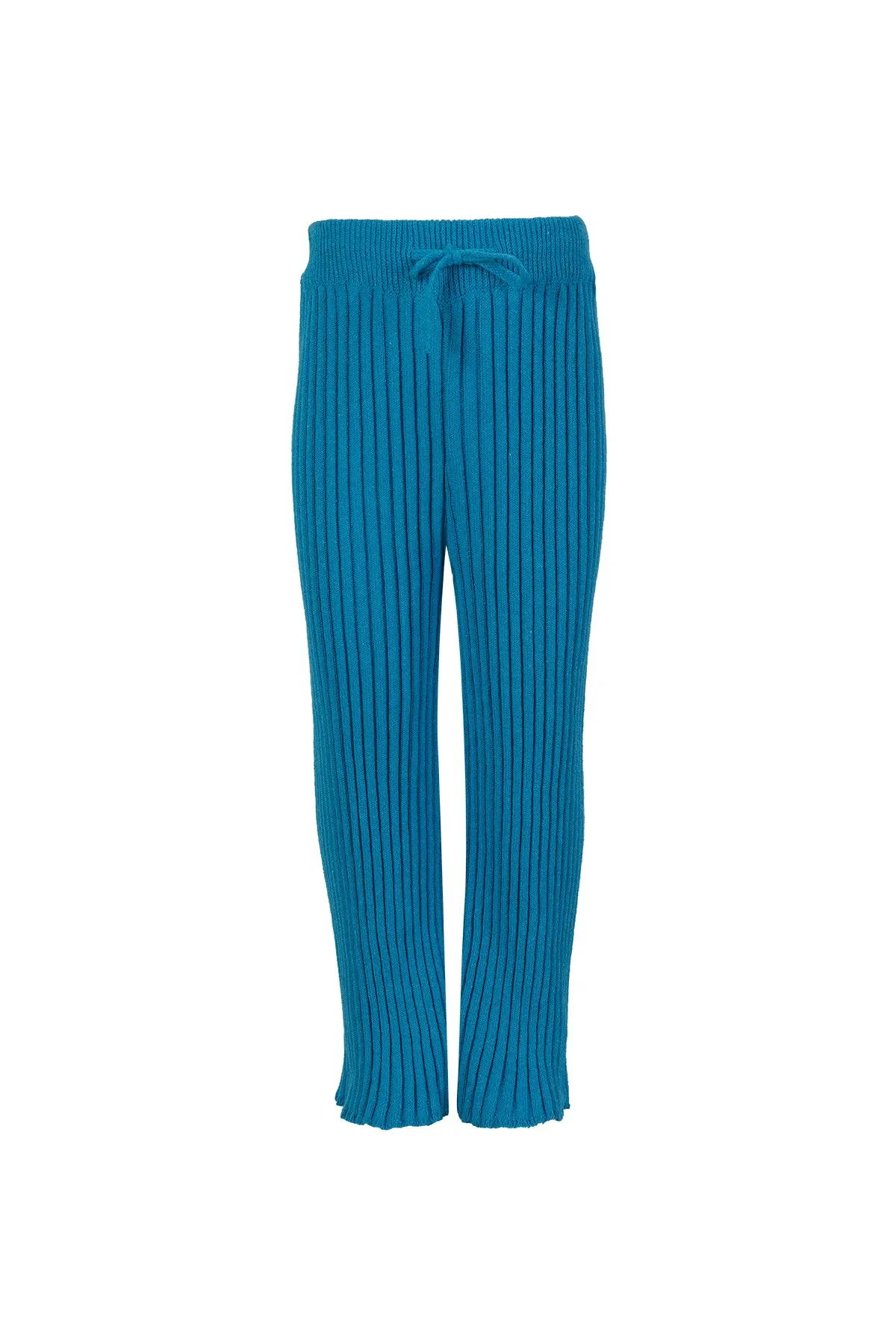 BLUE MERINO KNIT TROUSERS