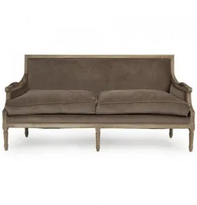 Brown Velvet French Louis Sofa