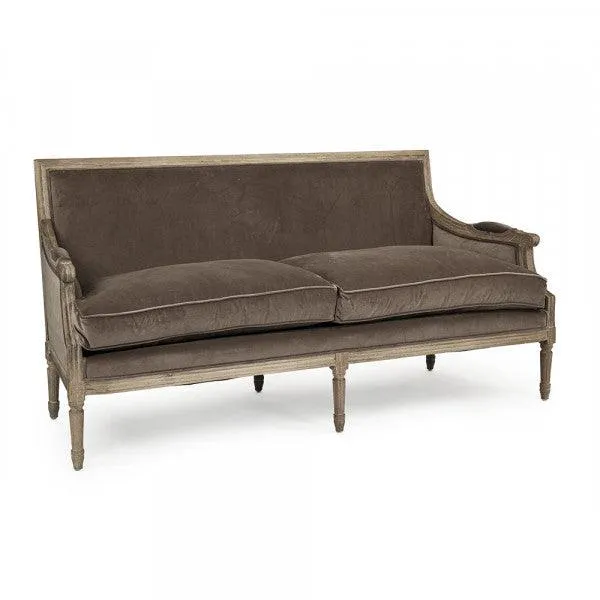 Brown Velvet French Louis Sofa