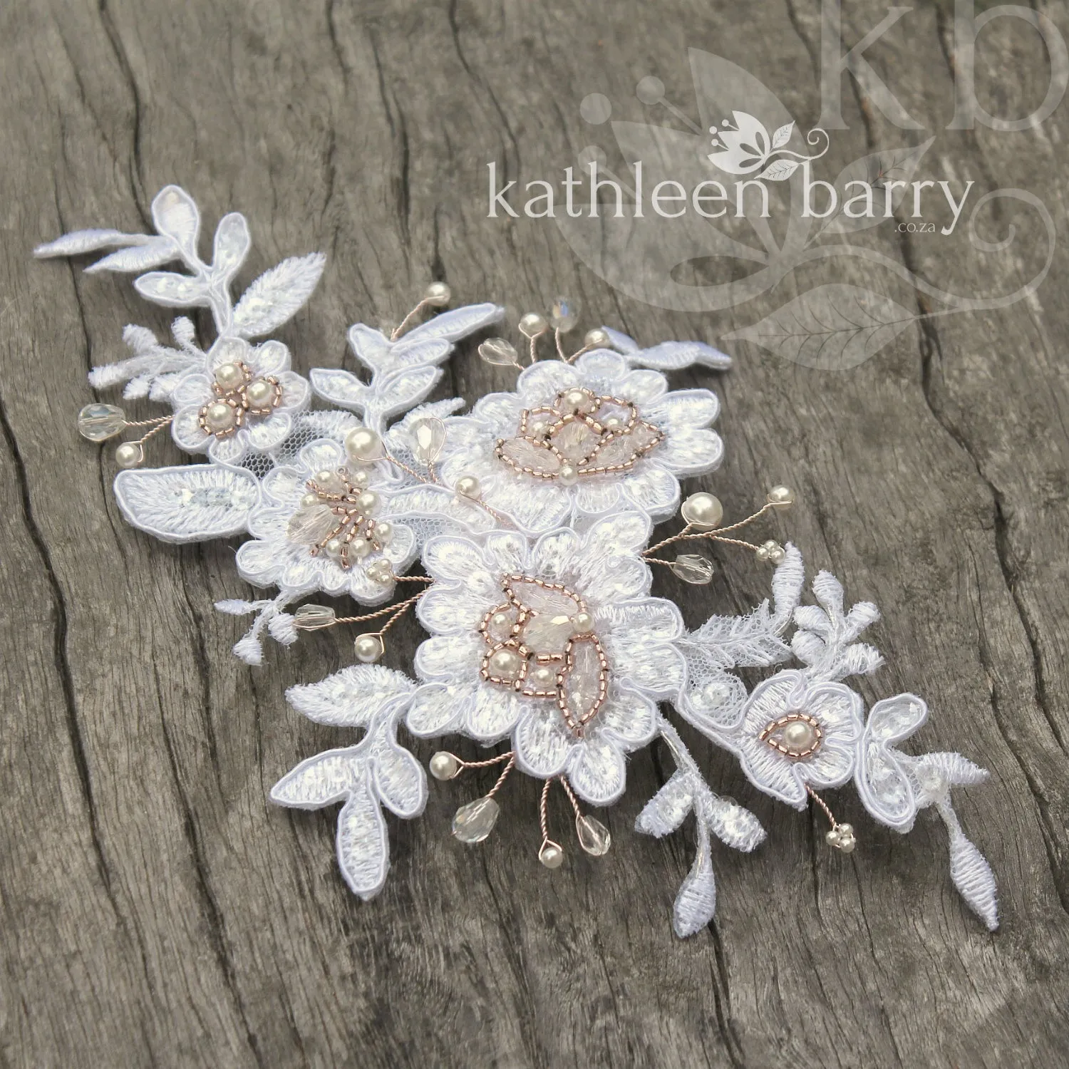 Ciara Lace bridal hairpiece clip  - Lace, pearl and metallics (optional) colors available