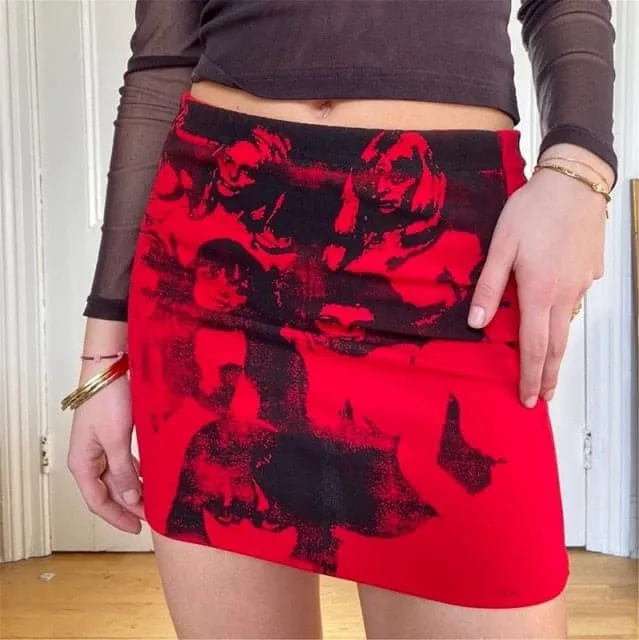 DressBetty - Women 90s Vintage Graphic Print  Mini Skirts