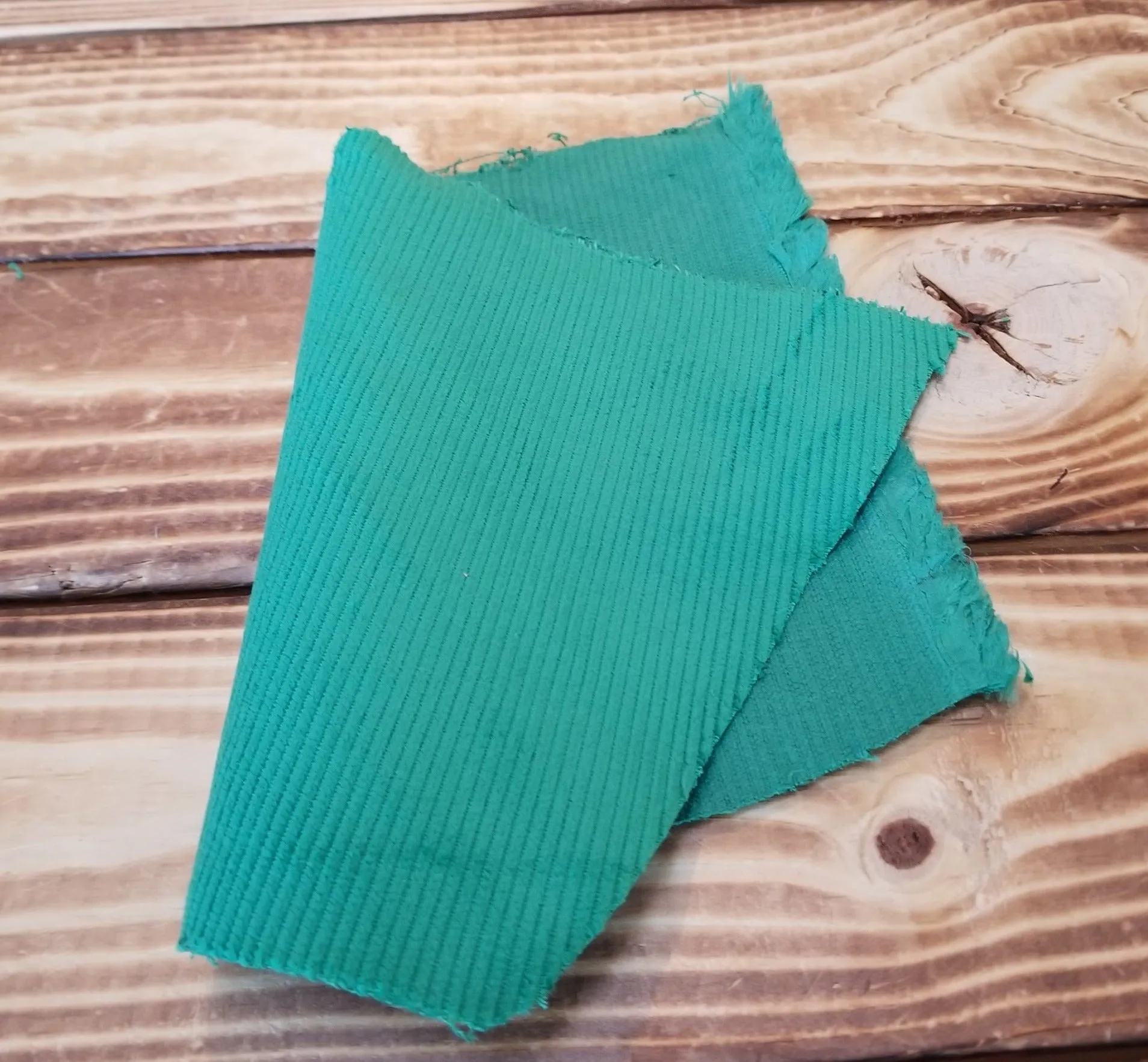 End of Bolt: 2 yards of Designer Deadstock Wide Wale Kelly Green Cotton Corduroy Woven- remnant