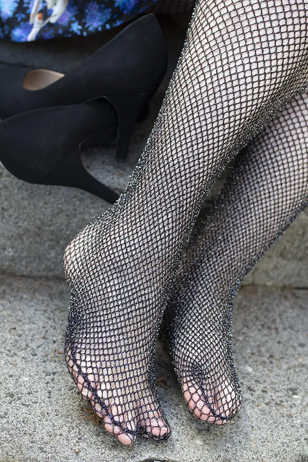 Glitter Fishnet Tights