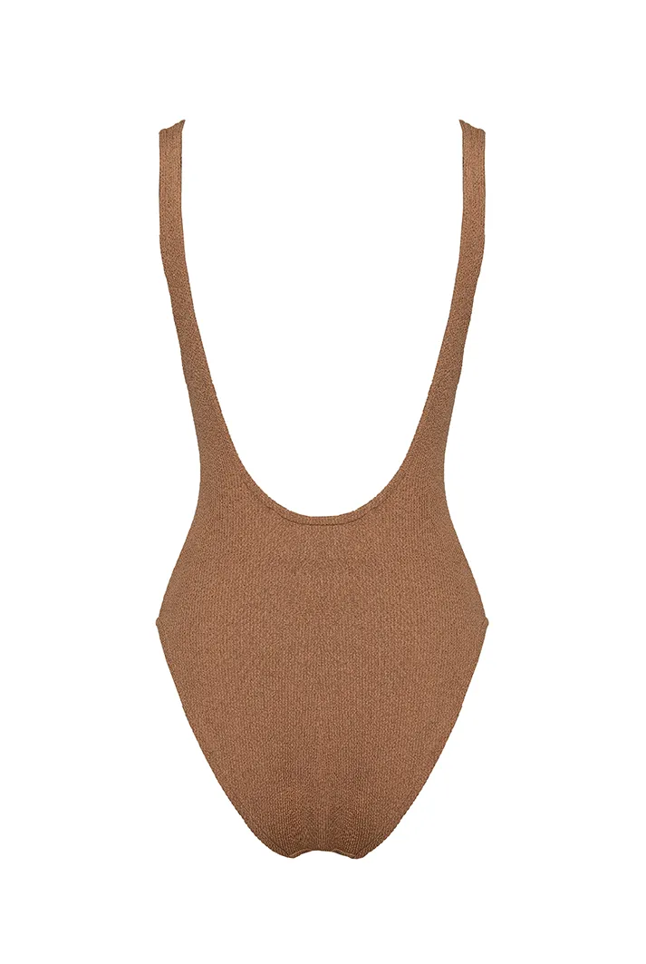 Hailey Caramel Scrunch One Piece Swimsuit