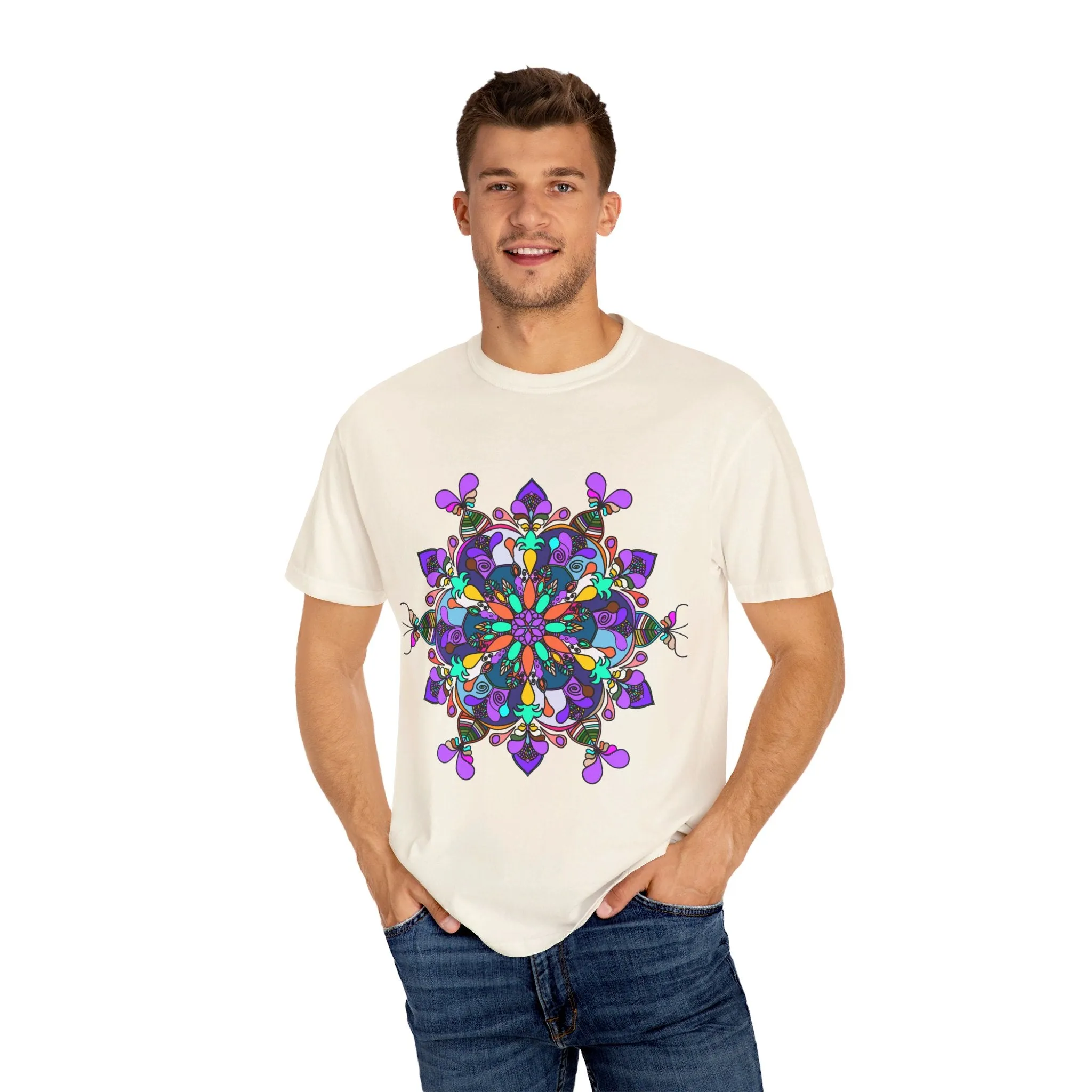 Hand-Drawn Mandala T-Shirt - 100% Ring-Spun Cotton