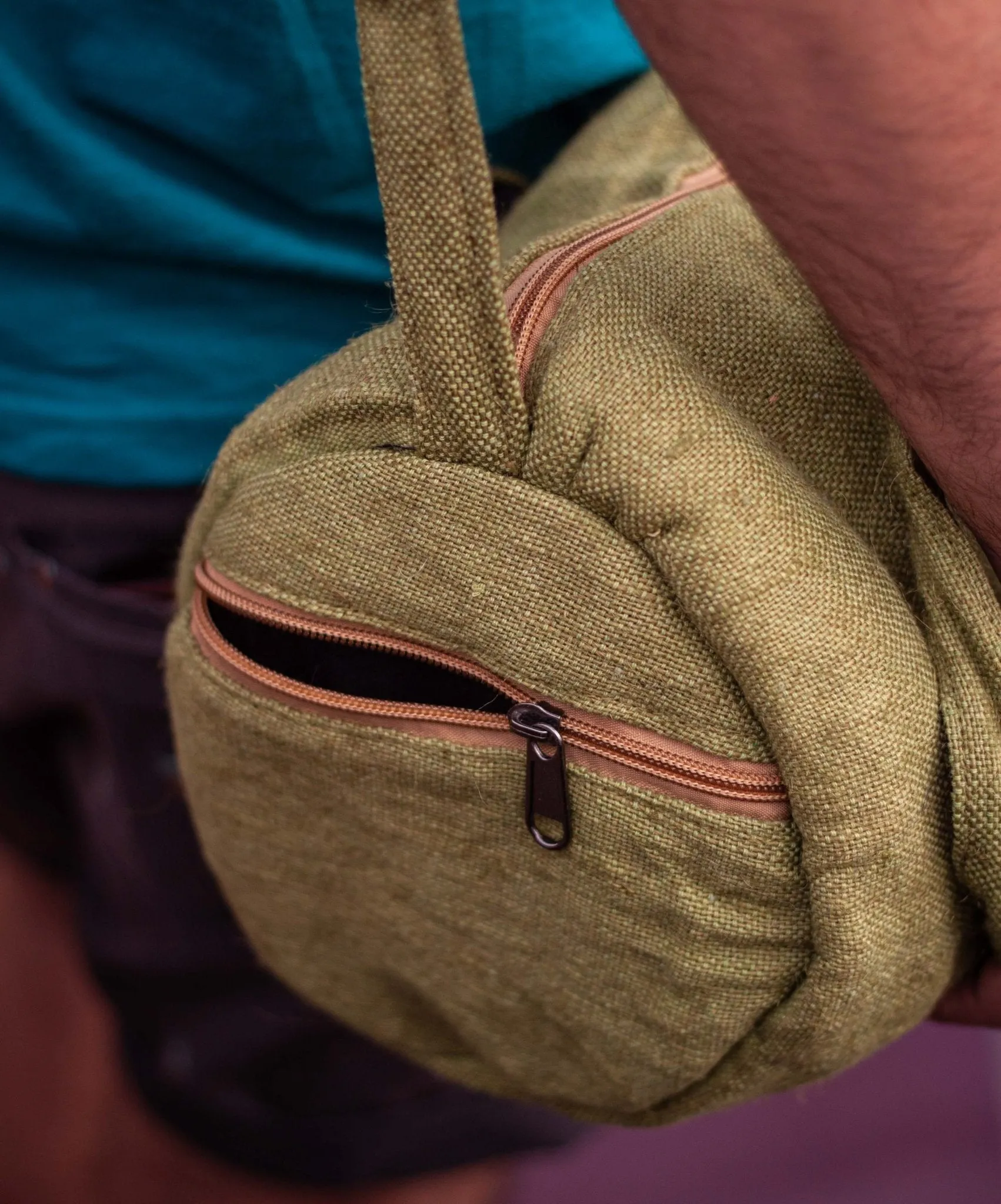 Handmade Hemp Sustainable Duffel Bag || Green