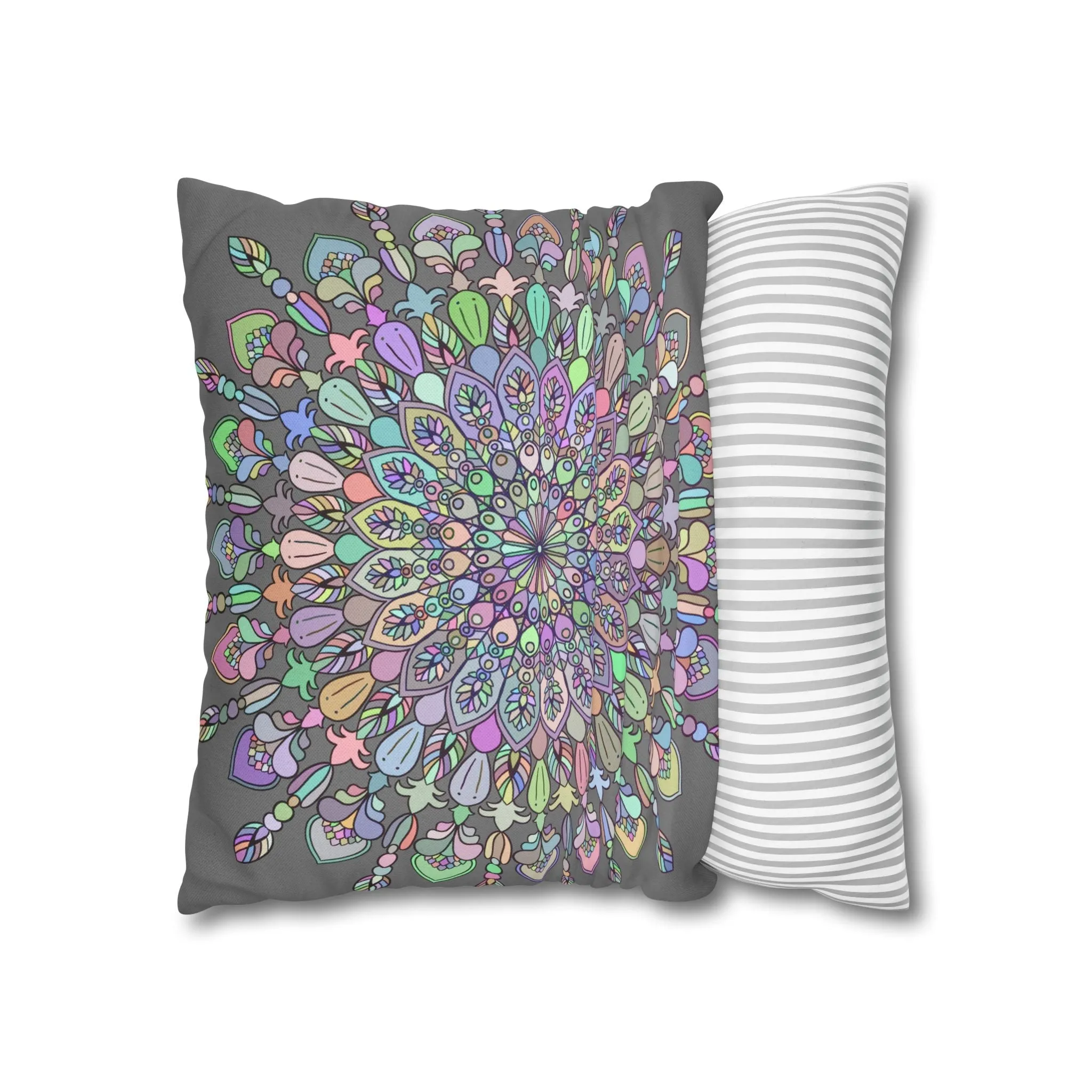 Handmade Mandala Design Square Pillowcase - Pastel Colors