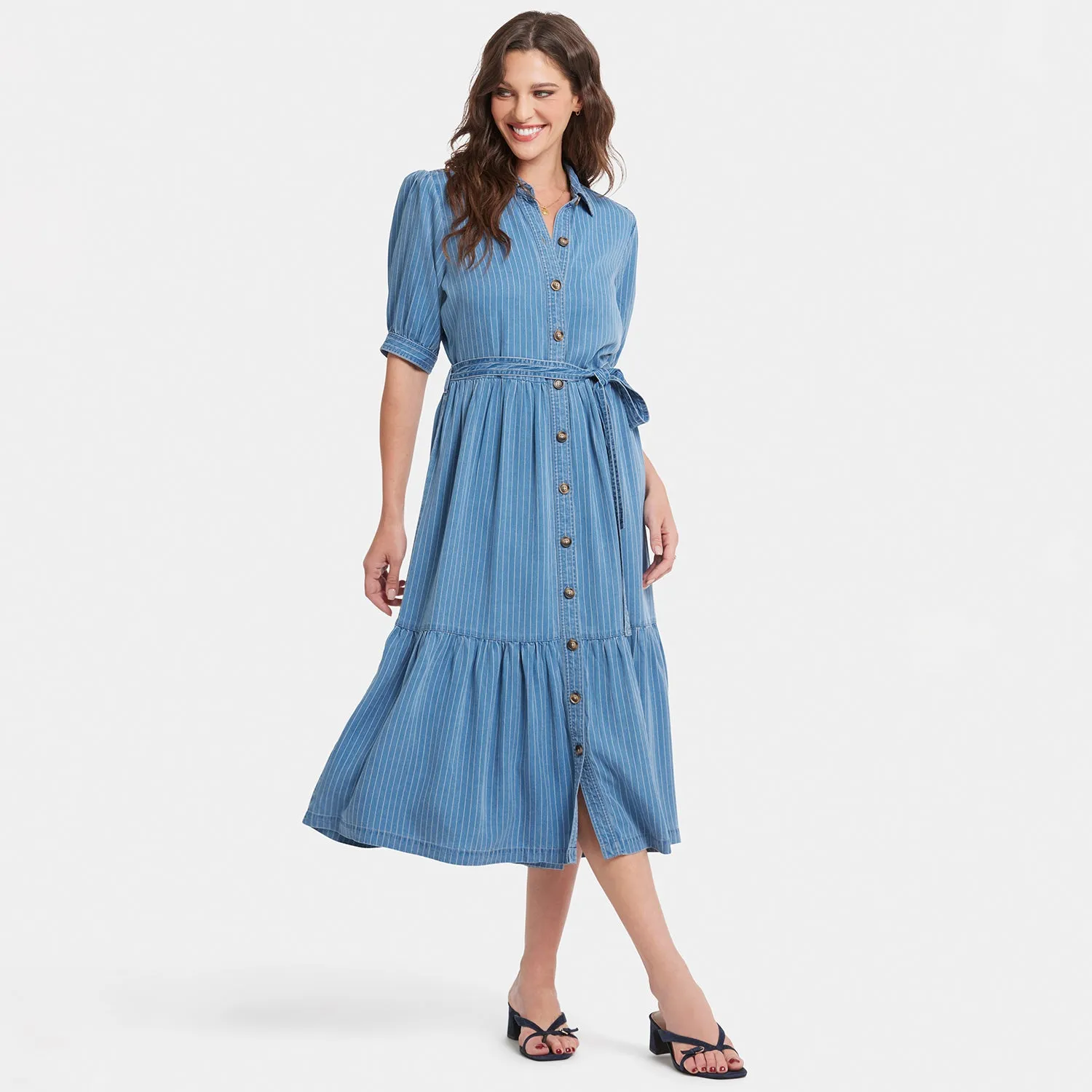 Kate Ruffle Dress  - Light Marine