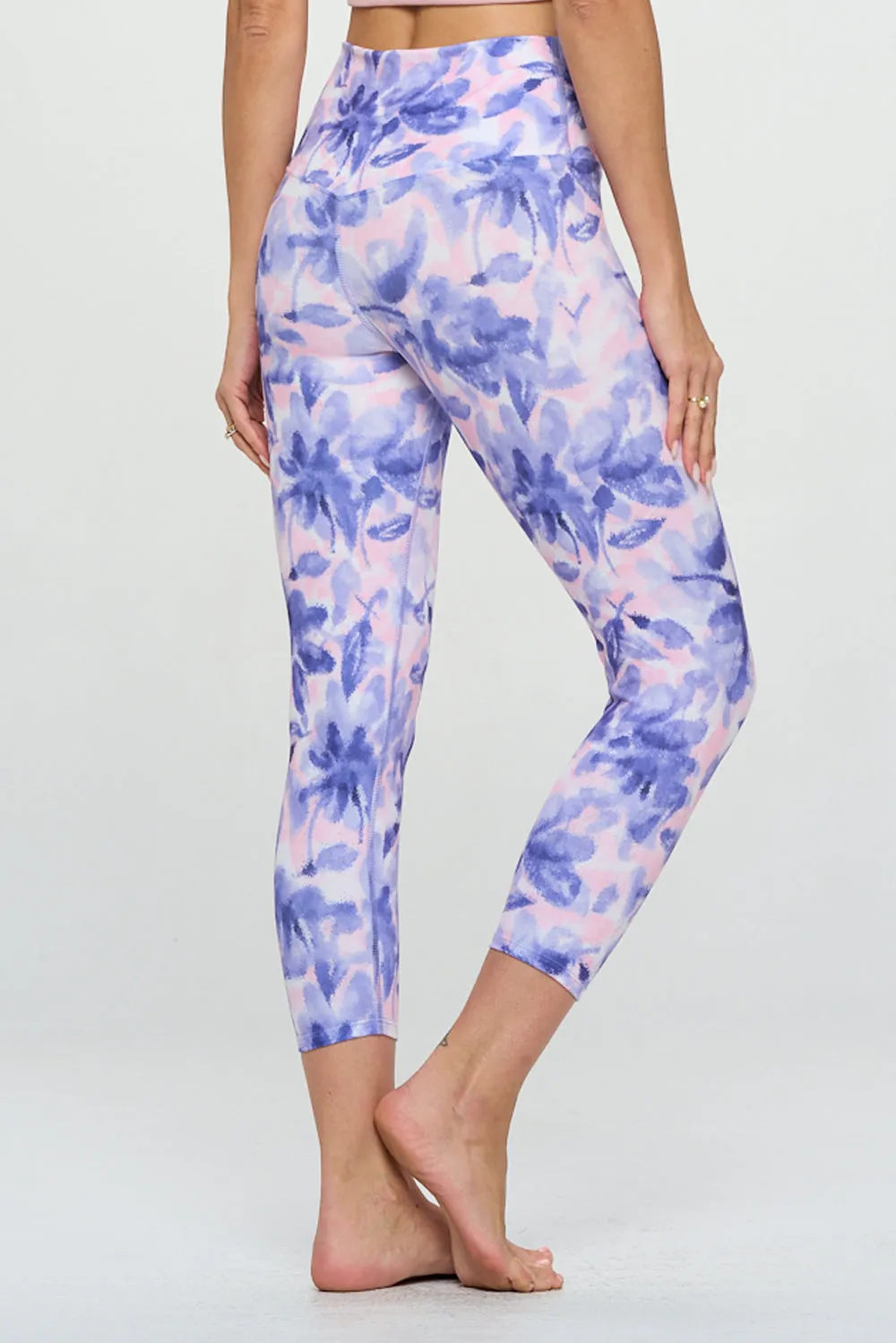 Kate - Watercolor Botanical - Cross Over - Capri Legging (High-Waist)- LIMITED EDITION