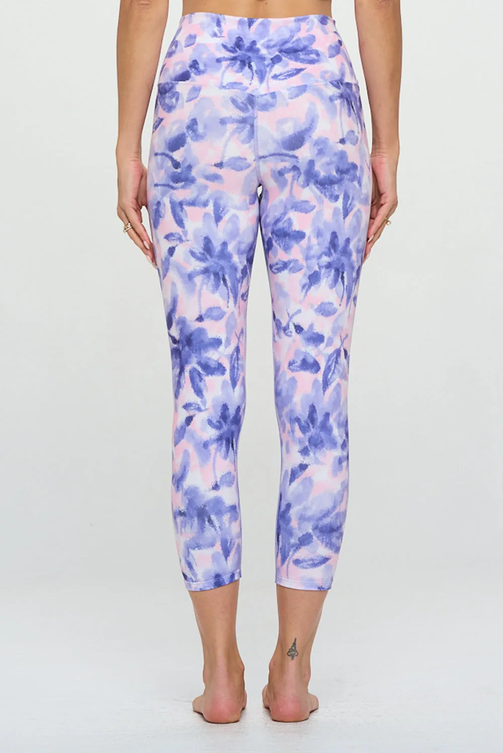 Kate - Watercolor Botanical - Cross Over - Capri Legging (High-Waist)- LIMITED EDITION