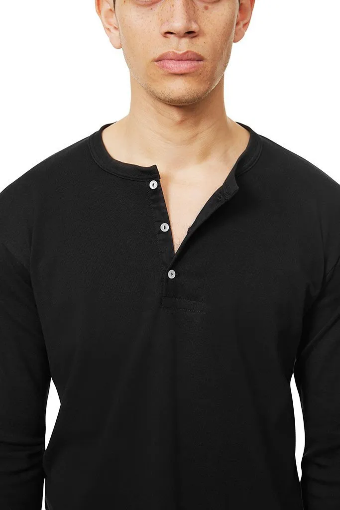 Long Sleeve Henley - Black