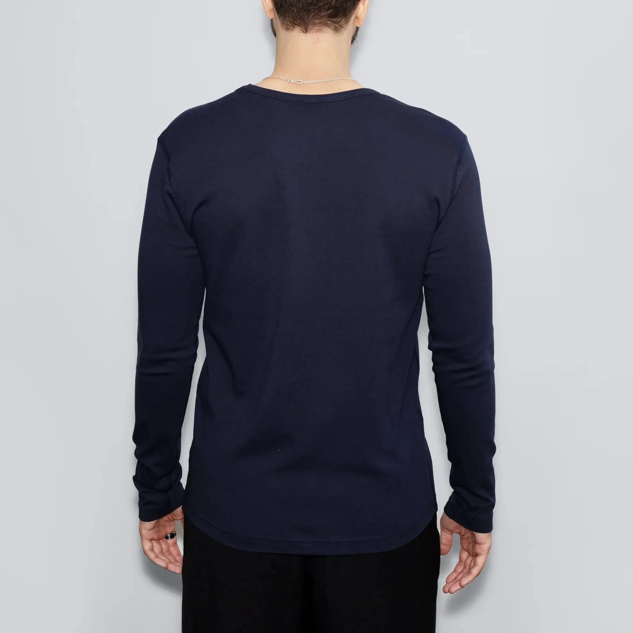 Men’s Recycled Cotton Crew Neck Long Sleeve, Midnight