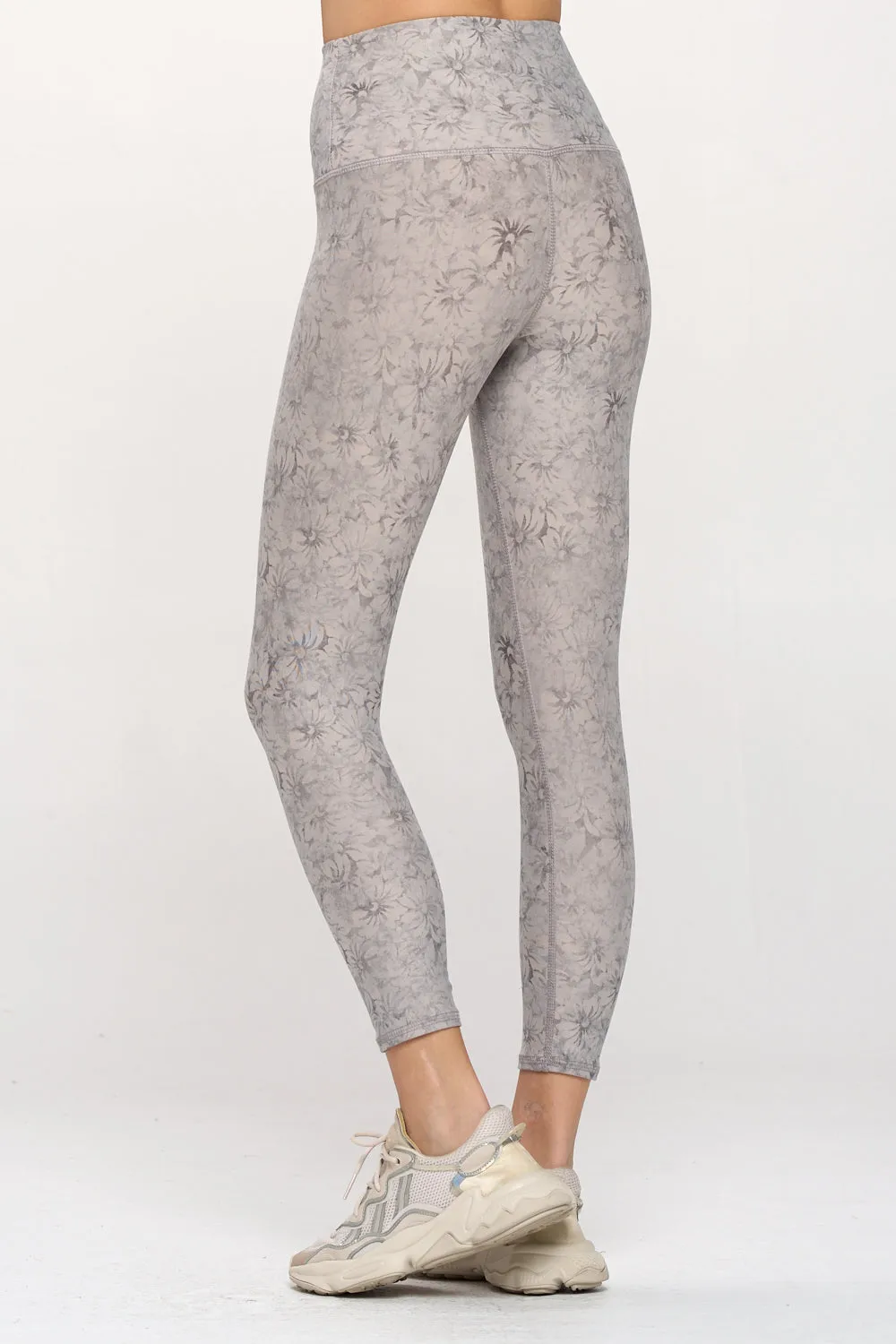 Mia - Dove Faded Floral Stamp 7/8 Legging (High-Waist)