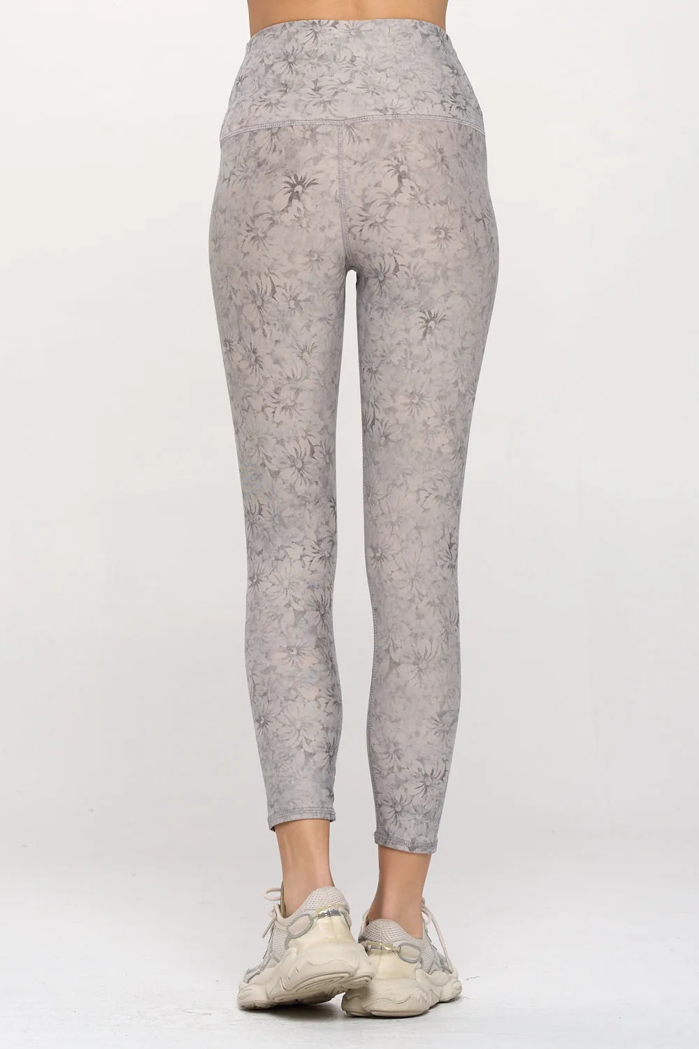 Mia - Dove Faded Floral Stamp 7/8 Legging (High-Waist)