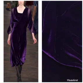 Miss Bonnie Close-Out Designer Runway Silk Rayon Velvet Fabric- Purple- By the yard