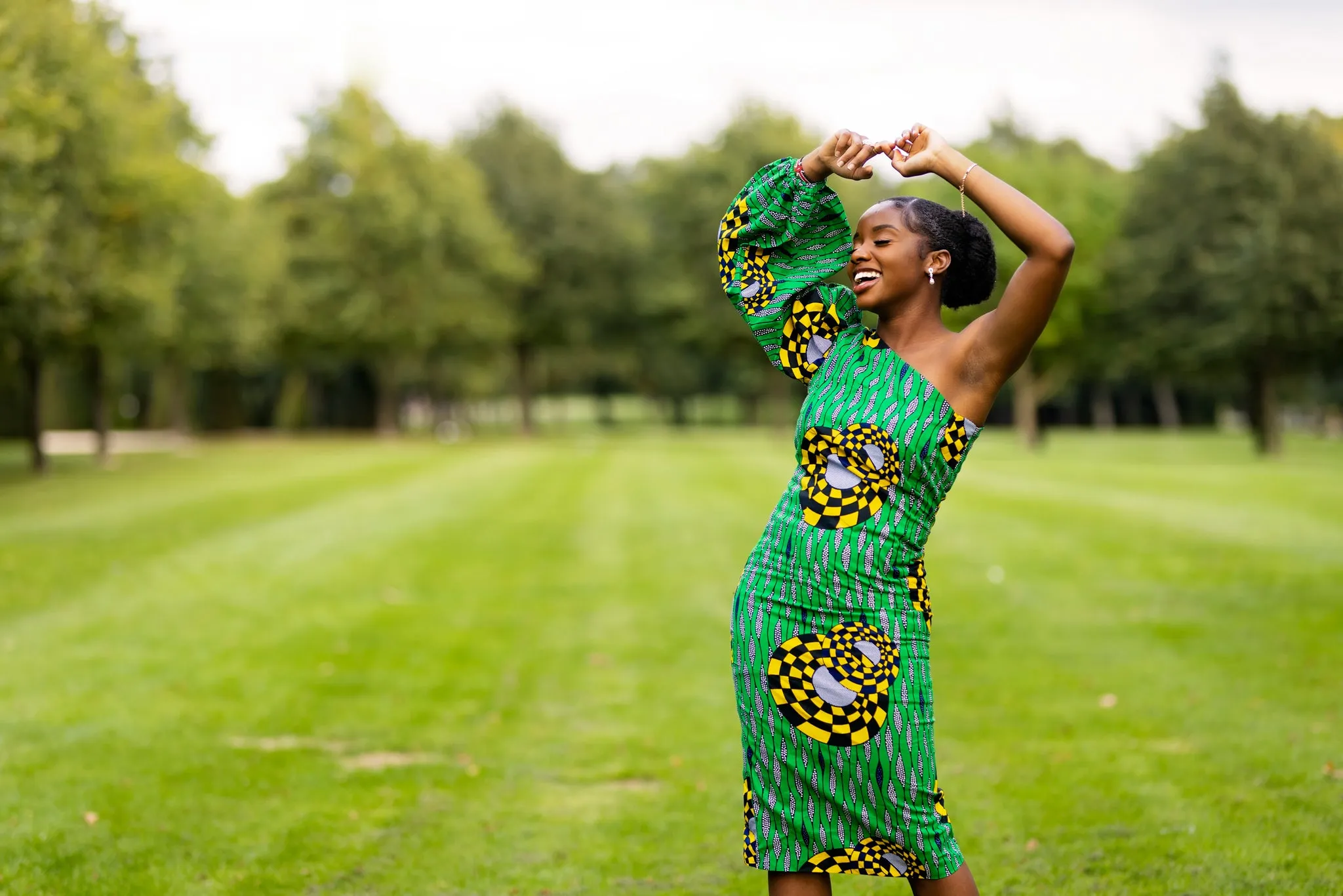 Mukosa Ankara Midi Pencil Dress | Green African Print