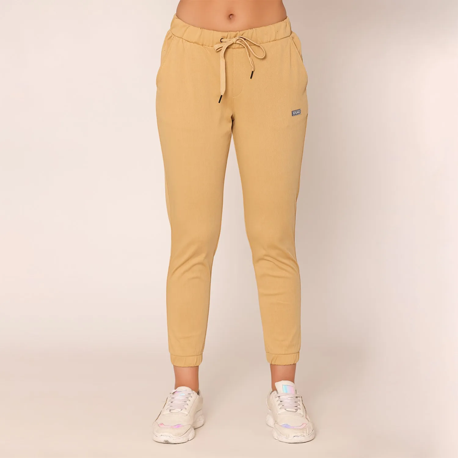 Slim Fit Joggers For Women- Beige