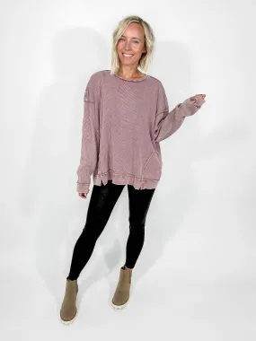 Vernon Thermal Washed Pullover- ROSE TAUPE